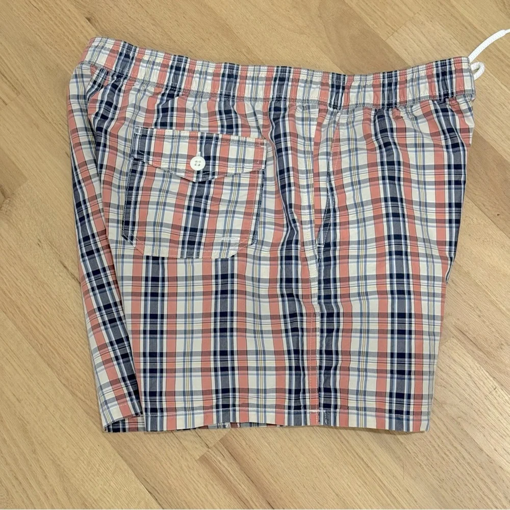 J CREW Swim Trunks Mens L Plaid Mesh-Lined 6